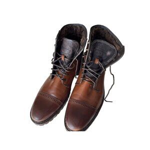 Johnston & Murphy Mens Shearling-Lined Leather Lace-Up Boots Brown & Black Durab